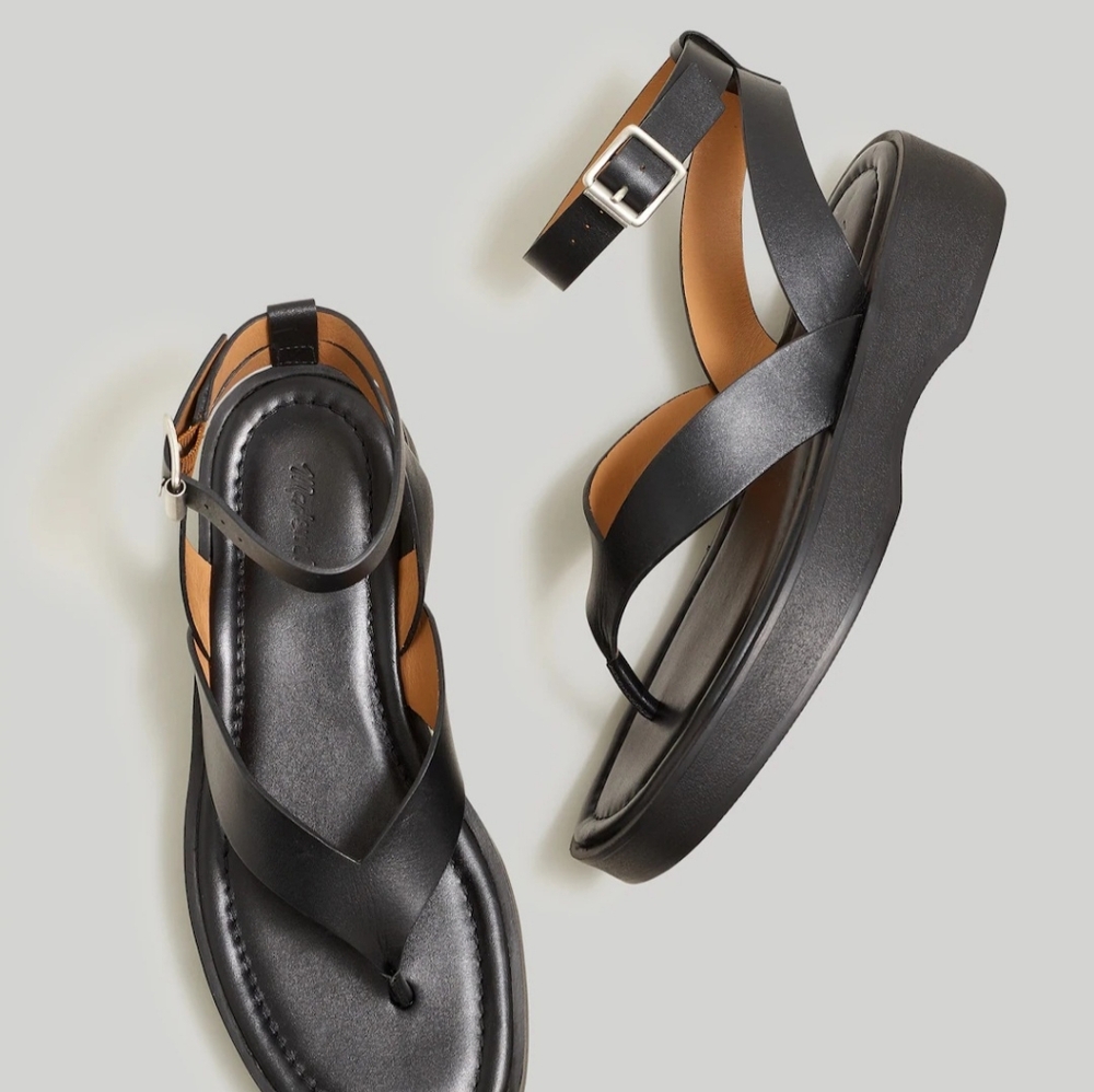 Madewell Black Platform Strappy Sandals